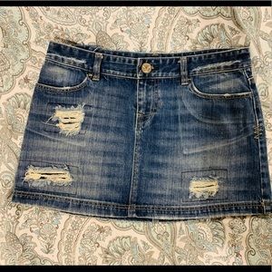 Denim Distressed Mini Skirt